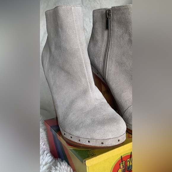 Joie Dewitt | Gray Suede Booties | Clog Heels Boots | Platforms Studded | size 8 - Picture 5 of 14